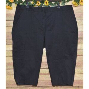 NWT Talbots Black Capri Pants Pedal Pusher Size 22W Flat Front Elastic Back